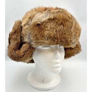 New Trapper Hat Rabbit Fur Size Med with Quilted interior Lining